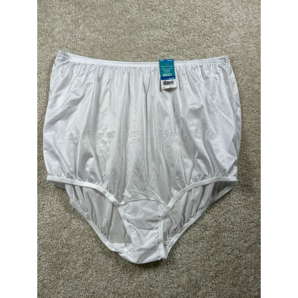 Vanity Fair Womens 9/2XL White Brief Perfectly Yours Tailored 15711 Sissy Granny